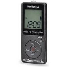 Hrd -602 mini radio flygplan bandmottagare fm / am / air radio world band w / lcd display lock button pocket radio with earphone - Svart
