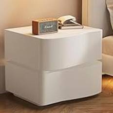 White Nightstand LED Night Stand for Bedroom Modern LED Bedside Table with 2 Drawers End Side Table,C,50X43X43CM