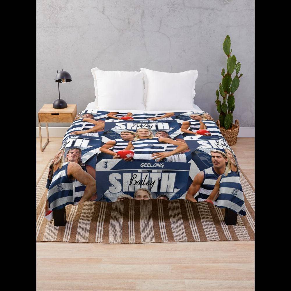 Bailey Smith Geelong Football Club AFL Aussie Rules Footy Throw Blanket  Soft Cozy Team Spirit Home Textile