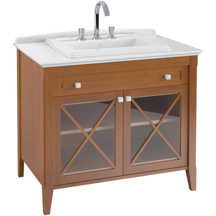 Tvättställspaket Villeroy & Boch Hommage 985 Trä med Bänkskiva i Vit Marmor