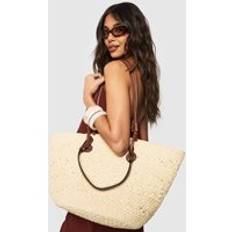 Shoppingväska I Pu Med Remmar, Beige