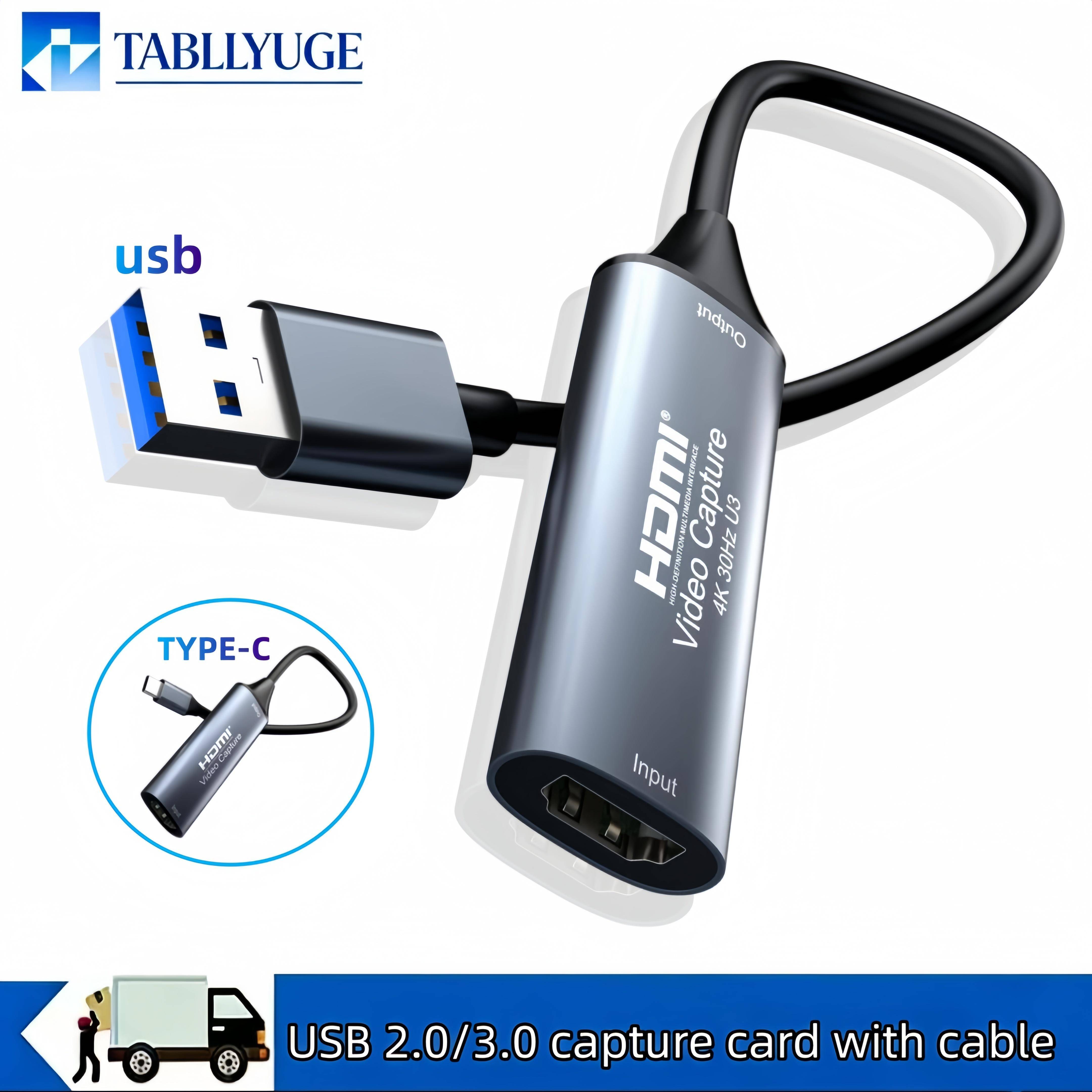 USB-C 2.0/3.0 HDMI Video Capture Card Supports 4K1080 HDMI to Type-C Video Capture Suitable for PC Android and Windows Systems 4
