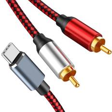 USB-C til 2 RCA Lydkabel Type C Han til 2 RCA Han Lydkabel til Tablet Højttaler Forstærker TV, 1