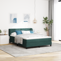 vidaXL Box Føringsbund med Madras Mørkegrøn 140x190 cm Fløjl
