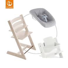 Whitewash Newborn STOKKE® Mega Tripp Trapp® Set højstol bøg inkl. Set™ Grey og Baby Set V2 hvid