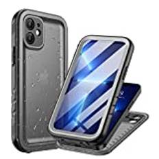 Cozycase Vattentätt fodral för iPhone 12 Mini Max (5,4 tum), vattentätt 360-graders skydd, pansarfodral, stötsäkert, komplett, dammskydd, hårt skal med militärskydd, mobilskal med kameraskydd