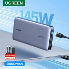 UGreen PB205 145W 90Wh 25000mAh Power Bank Extern Batteriströmförsörjning med 100W Typ C-1 PD3.0 & 45W Typ C-2 & 18W USB