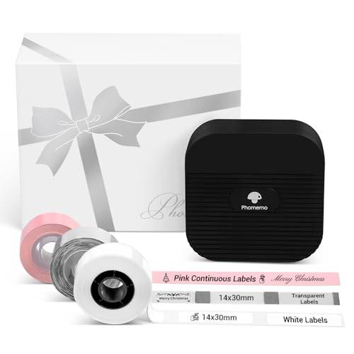 Phomemo Q31 Bluetooth-etikettmaskin, presentset, Q31, etikettskrivare för din familj och vänner, självhäftande märkningsenhet, för hem och kontor med 3 etikettrullar