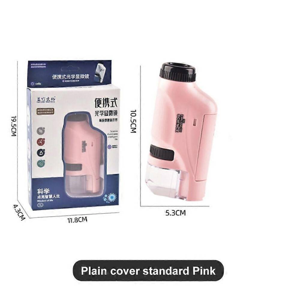 (pink) 60-120x Lab Mini Pocket Microscope Handheld Microscope Children Science Microscope With LED Light Kids Outdoor Microscope