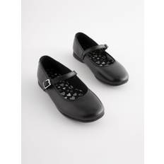 Next Matt Black Wide Fit (G) Leather Mary Jane School Shoes - EU 28.5 (UK 10.5)