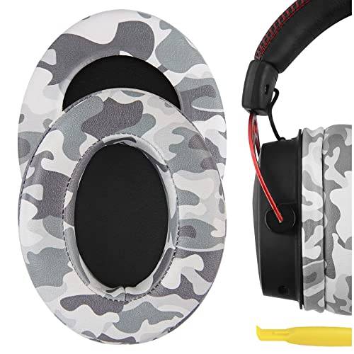 Geekria Extra tjocka ersättningsöronkuddar kompatibla med HyperX Cloud III/II/Mix/Alpha/Flight/Stinger hörlurar, öronkuddar (camo)