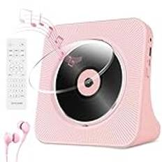 Bärbar CD-spelare Bluetooth, CD spelare Radio med högtalare, CD-spelare med USB, AUX In/Out, Hifi Stereo CD-spelare i Rosa