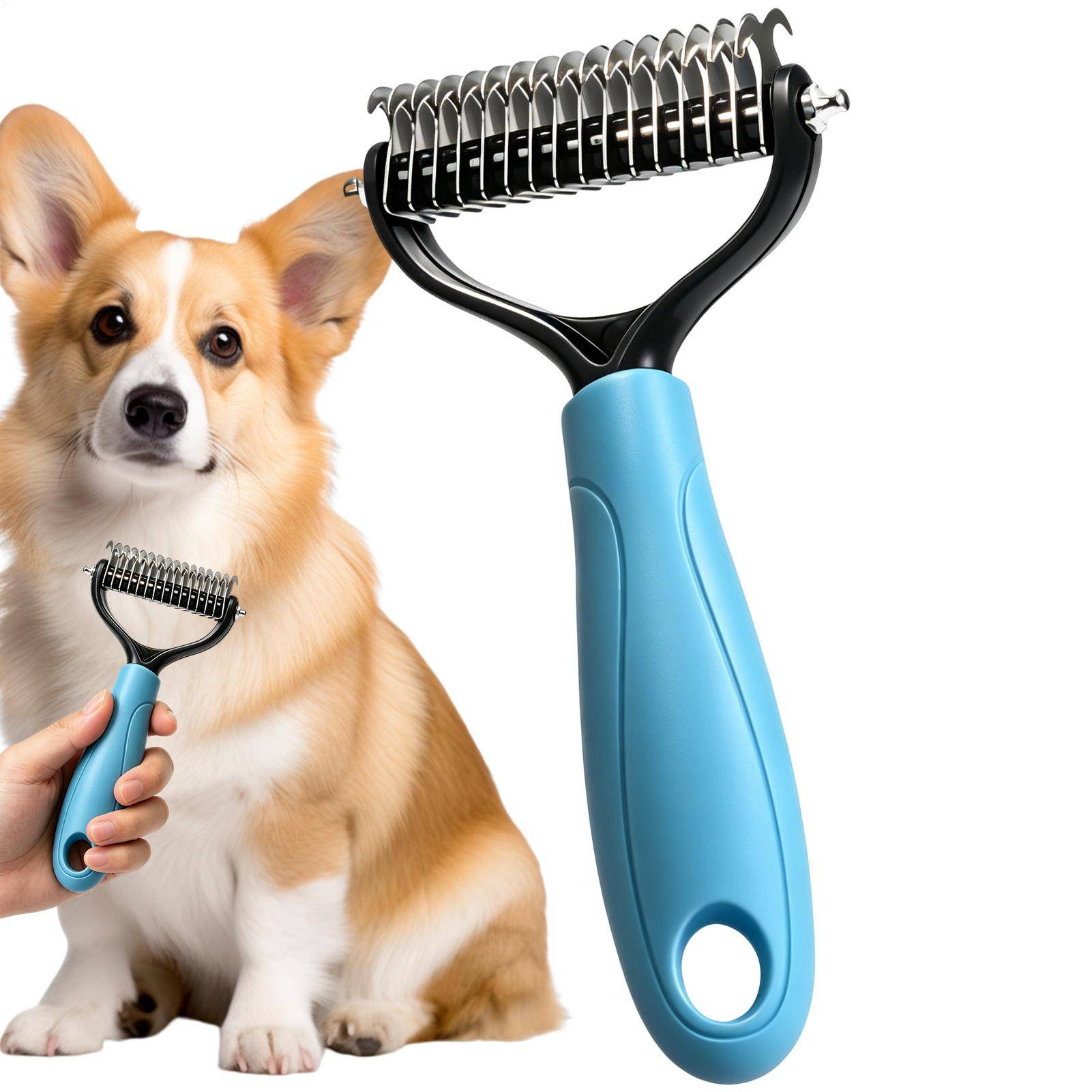Pet Comb Dog Rake Double Sided Dematting Grooming Comb Dog Undercoat Brush Cat Grooming Comb Pet Deshedding Brush Cat Comb