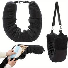 TEMU Travel Neck Pillow U-shaped, Adjustable Soft Fleece Cover, Machine Washable, Lightweight, Support, Woven, Stuffable With Clothes For Comfort - Storage Pouch Included