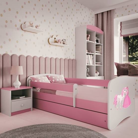 Kocot Kids Barnsäng - Babydreams Rosa - Princess And Horse Med Madrass 180x80 Cm
