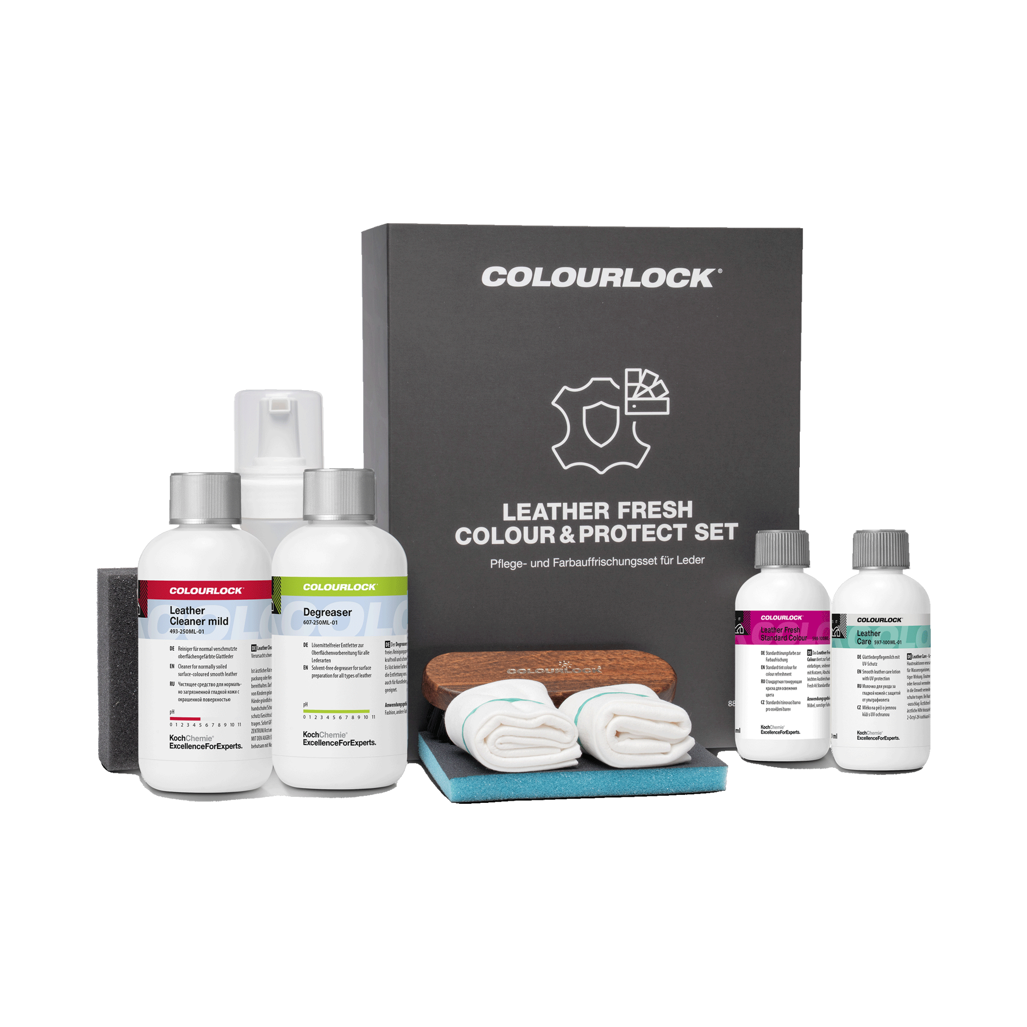 COLOURLOCK "Leather Care Sets" (VW) — Care & Repair Sets for VW - Color & Protect Set / VW / Leather Fresh Set XS Volkswagen Chocolate