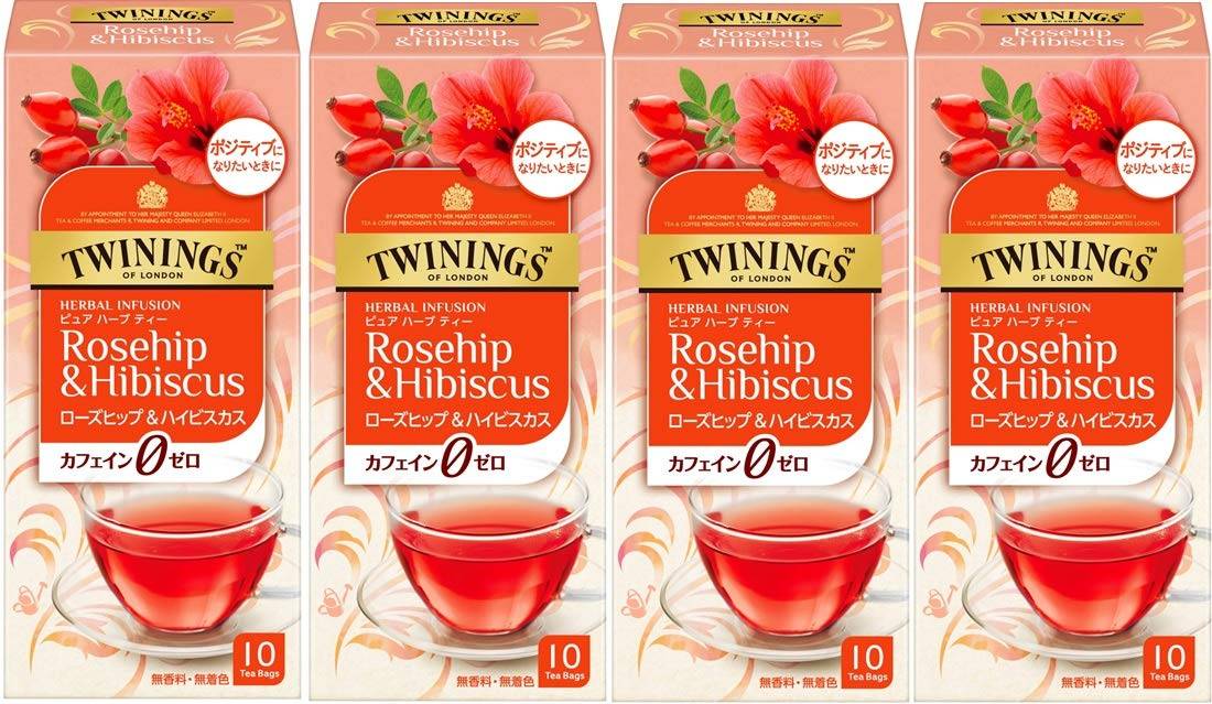 Twinings Rosehip & Hibiscus Tea, 2.5g x 10 tea bags, 4 boxes