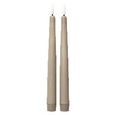 C'EST BON Rustic Finish Led Taper Candle 2-Pack |Grey |H22 cm