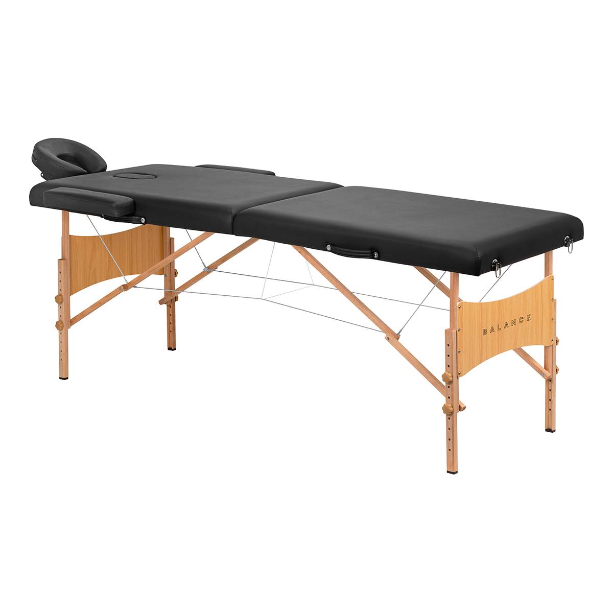 BALANCE massagetablett i trä med hopfällbar tvådelad 190x70 svart