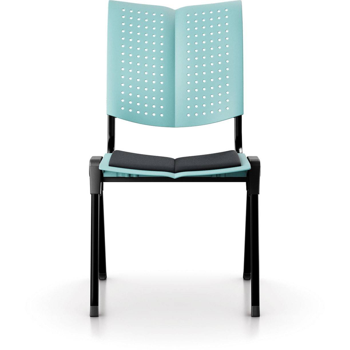 HÅG Conventio Wing 9821 kantinestol, turkis plast, sort select 60999 sædebetræk, sort stel