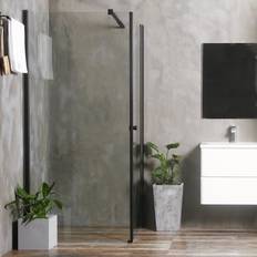 Brusehjørne Bathlife Mångsidig Rak væg 800 + dør 700 Klart Glas SORT