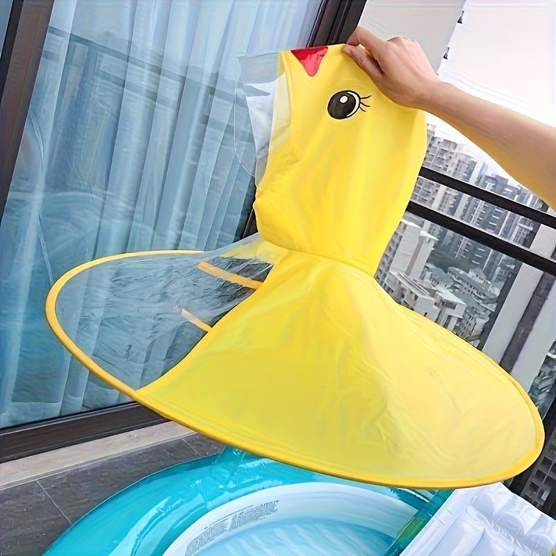 Cute Duck Umbrella Cap Open & Close Design, Yellow Duckling Theme, Portable Rain Gear for Fishing, Camping & Outdoor Adventures