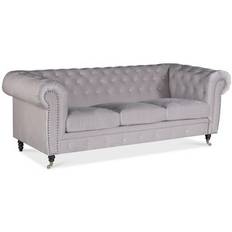 Sheffield Chesterfield 3-pers. Sofa - Beige (fløjl)