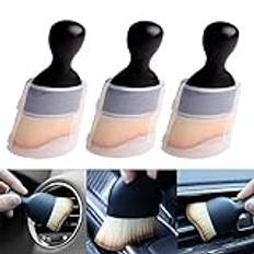 3 PCS Car Interior Cleaning Tool, Soft Bristles Car Detailing Brush, Auto Interior Cleaning Brush Dust Collectors, Curved Design Dust Removal Clean Brush for Dashboard, Air Conditioner Vents (3 PCS)