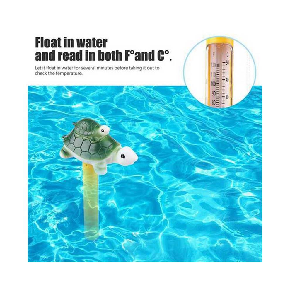 2X Cartoon Pool Thermometer Floating Swimming Pool Thermometer Outdoor Indoor Bath Water Pond Green Turtle Thermometer