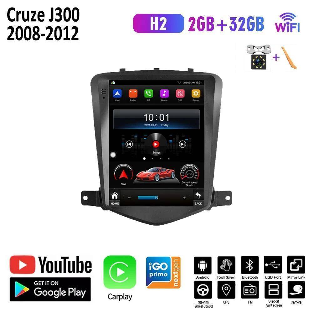 9,7  Android bilradio för Chevrolet Cruze J300 2008-2012 Multimediaspelare GPS 2din Carplay Auto Stereo WIFI Huvudenhet 2+32GB