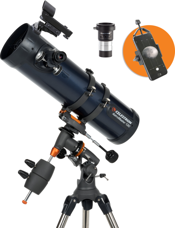 Celestron Astromaster Reflector 130EQ with phoneadapter and T2-Barlow