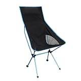 Gearific Lätt hopfällbar campingstol med högt ryggstöd, utomhuscampingstol, bärbar ryggsäckstol, för camping, strand och resor med kompakt bärväska (blå)