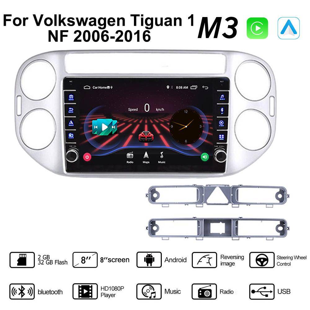 För Volkswagen Tiguan 1 NF 2006-2016 Med knappknopp Android Bilradio Multimediaspelare Navigation Stereo GPS 2 Din Carplay 2+32GB