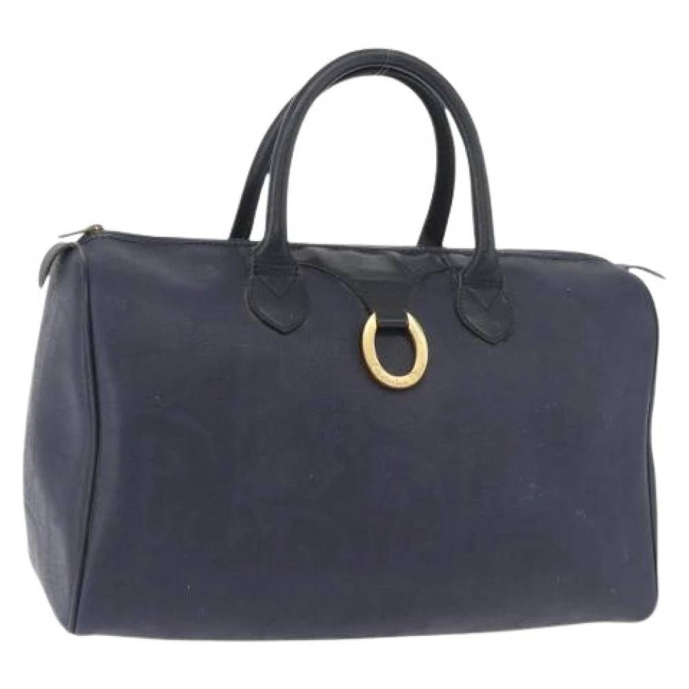 Dior Vintage Pre-owned Trotter Canvas Håndtaske - Vintage - Dame - Blå - ONE SIZE - Uld