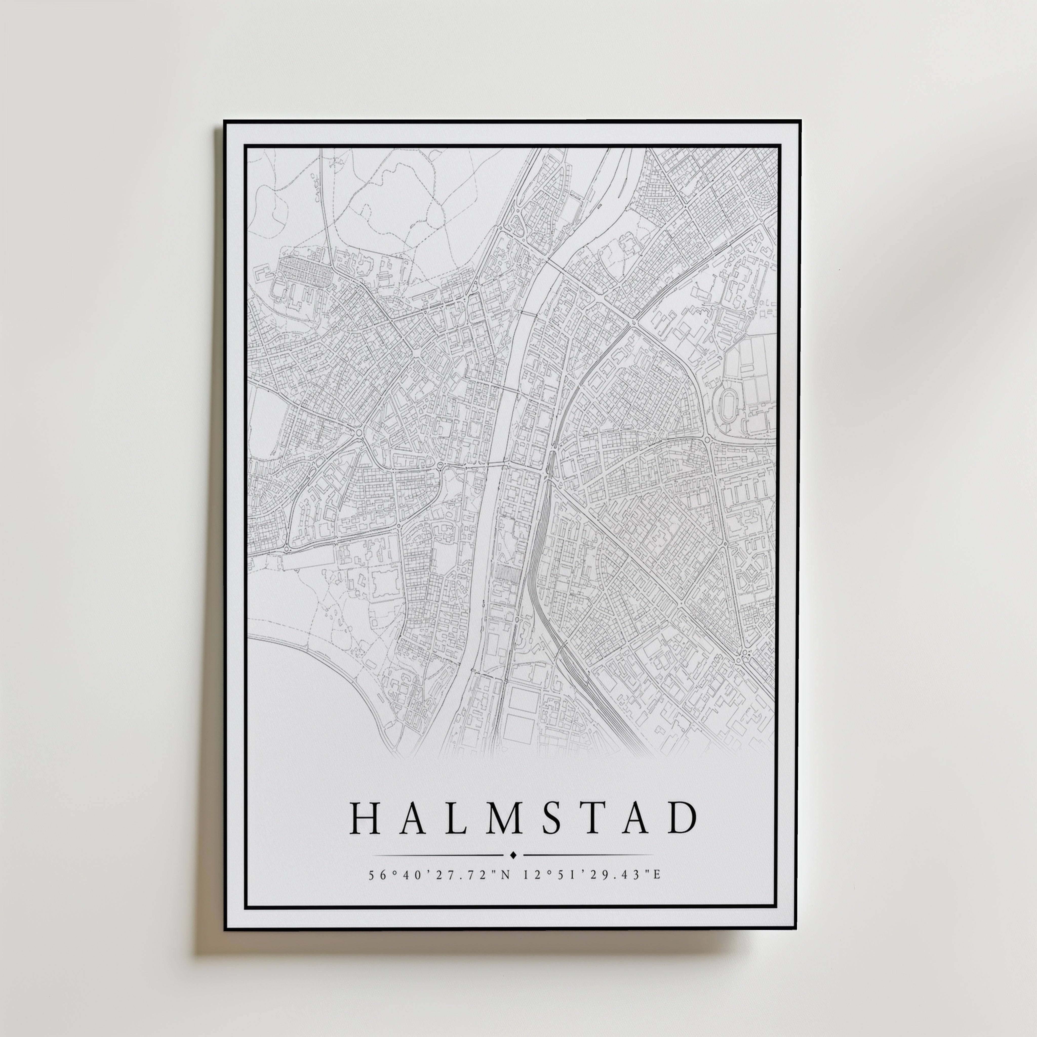 Halmstad Karta Poster - Premium Canvas 21x30 cm