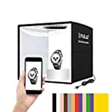 PULUZ Mini studio skytte tältlåda fotografi ljusbox vikbar 25 cm / 9,8 tum fotografi studio ljusbox med 12 färger bakgrund dimbar LED-ringlampa för produktfotografering bås