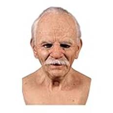 Old Man Latex Mask Realistisk Latex Human Wrinkle Face Mask Halloween Skallig Old Man Mask Full Head Party Mask (B)