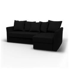 IKEA - Holmsund Sofabed with Chaiselongue, Black, Velvet - Bemz