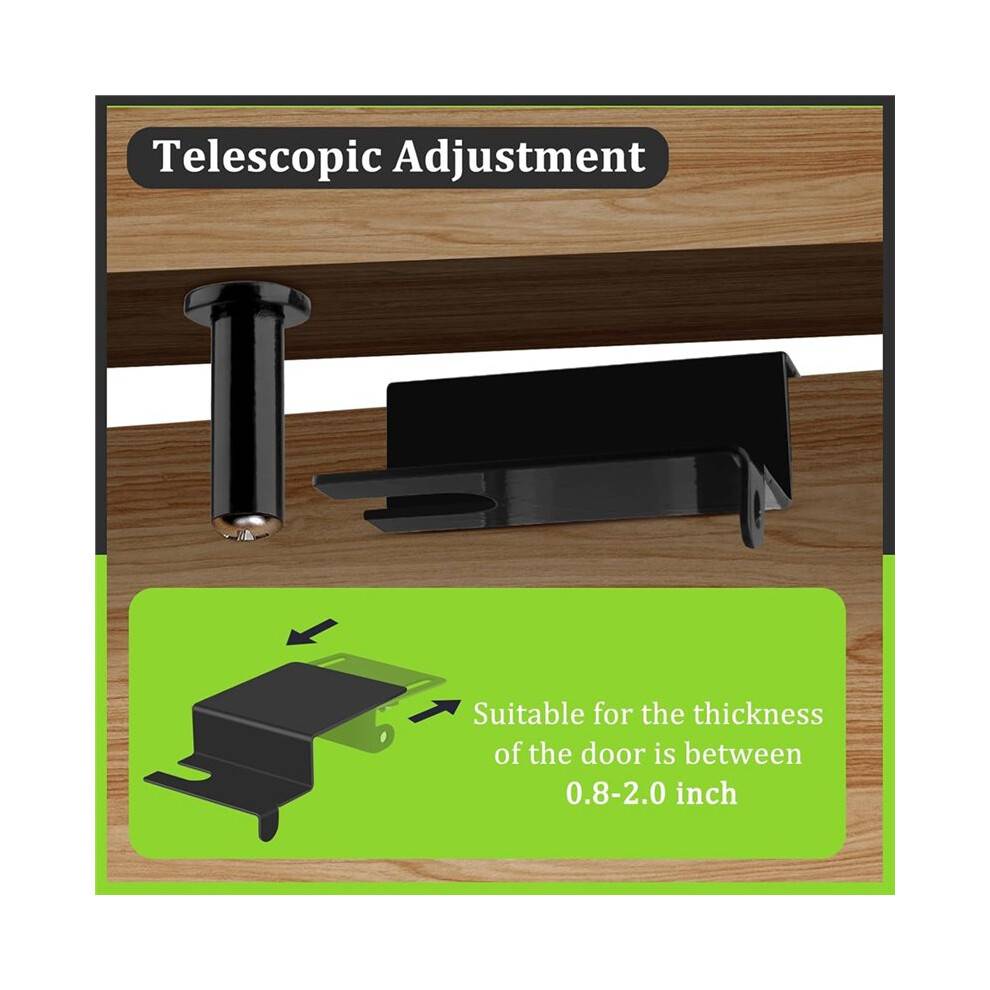 Adjustable Child Safety Door Top Lock Metal Child Proof Door Top Lock for Interior & Exterior & French Door Black