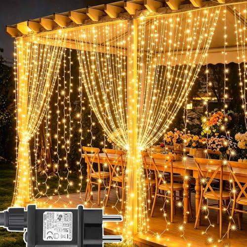 Joycome 2 Stück Lichtervorhang 6m x 3m 600 LED Lichterketten Vorhang