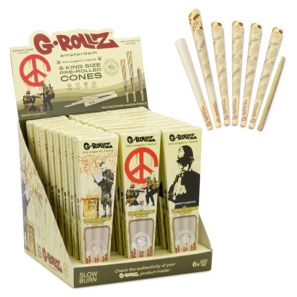 G-ROLLZ Banksy's Graffiti Organic Hemp Extra Thin - 6 Stk Cones