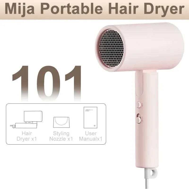 XIAOMI MIJIA Portable Anion Hair Dryer H101 Quick Dry Professinal Foldable 1600W 50 Million Negative Lons Home Travel Hair Care - Pink / EU / CHINA