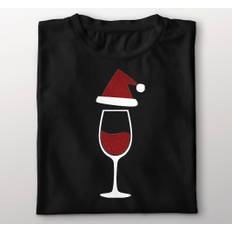 Glitter vinglas med hatt jul t-shirts