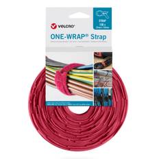 Velcro One Wrap Strap Kabelbinder Velcrobånd - 20mm (230mm) 100pk - Rød