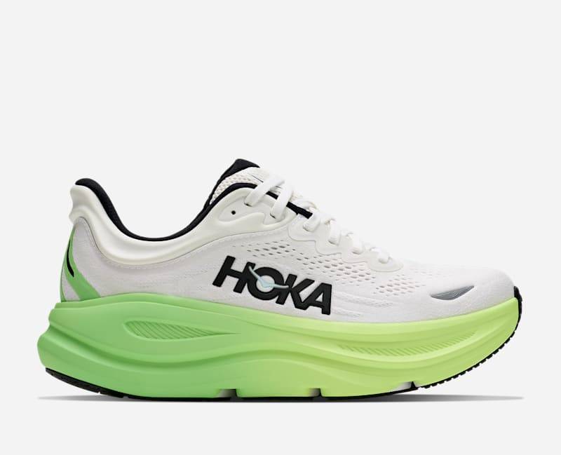 HOKA Bondi 9 Schuhe für Damen in White/Tart Apple Größe 39 1/3 | Straße