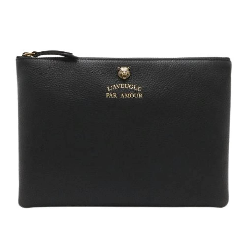 Gucci Vintage Pre-owned Animale Læder Clutch Taske - Vintage - Dame - Sort - ONE SIZE - Læder