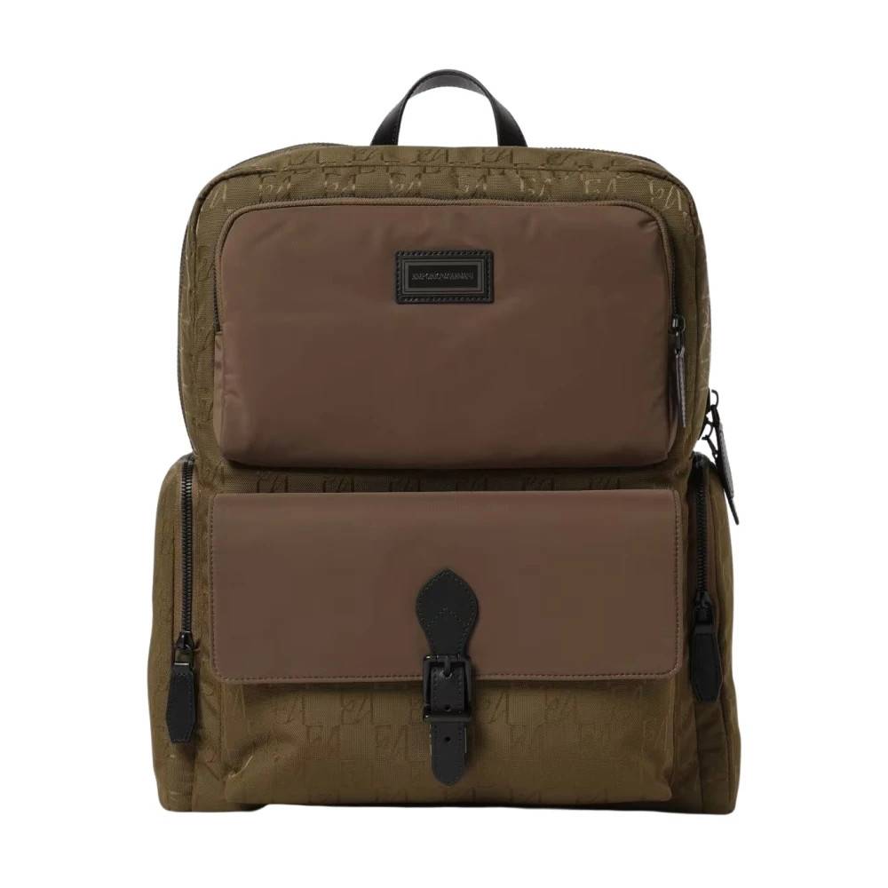 Emporio Armani Polyamidrygsæk med præget motiv og frontlomme - Tasker - Herre - Grøn - ONE SIZE -