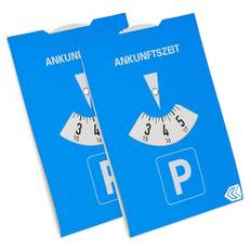 Parkscheibe, 2 Stück, in Blau, aus Papier, doppelseitig einstellbar, Parkuhr mit ANKUNFTSZEIT, für Auto, LKW, Wohnmobil, Parking Disc Blue, Parkscheiben, Parkkarte, Blaue Papier Park Scheibe Karte