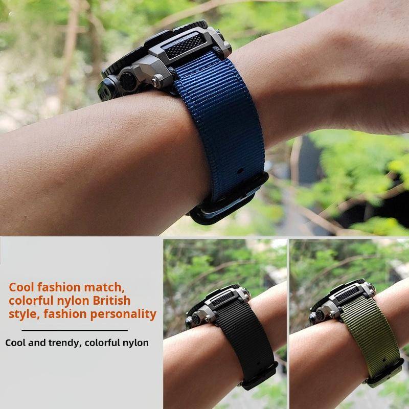 AE1200 Nylonklockarmband för Casio AE1200WH/1300/1000/1500 AE-1200 A158W A159 Utomhussporter Rem 24*18mm Armbandsaccessoarer blue