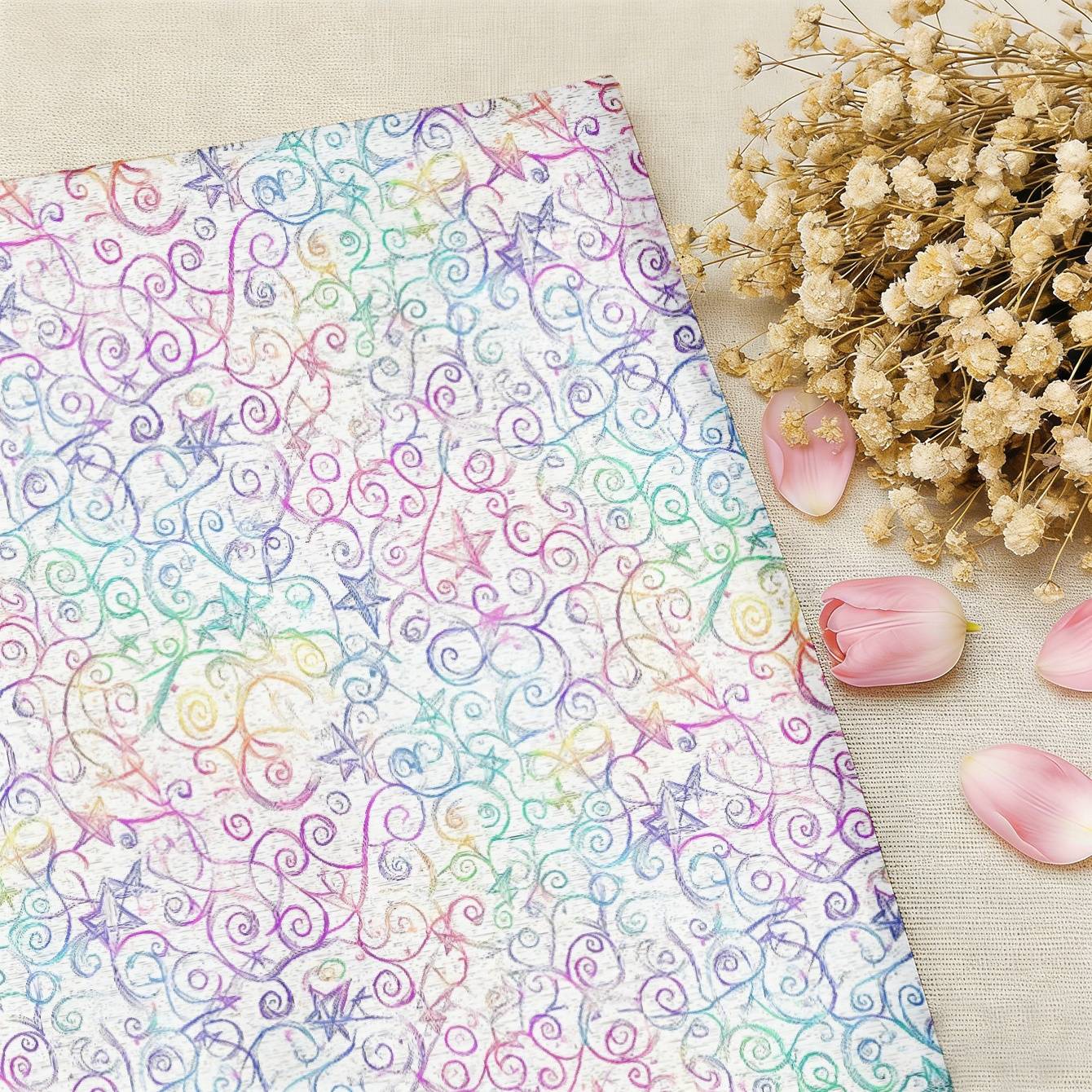1pc Cotton Fabric, , Vine Pattern, Multiple Sizes , Diy Pure Cotton Hand Fabric, Soft And Comfortable, Suitable For Diy Pillowcases, Bedding, Home Curtains, Tablecloths, Bags, Face Masks